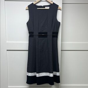Calvin Klein Gray and White Midi Dress